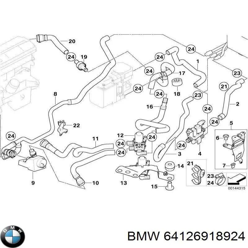 64126918924 BMW Кран системы отопления