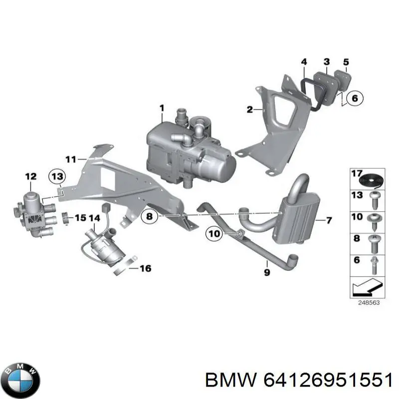 64126951551 BMW bomba de água (bomba de esfriamento, adicional elétrica)