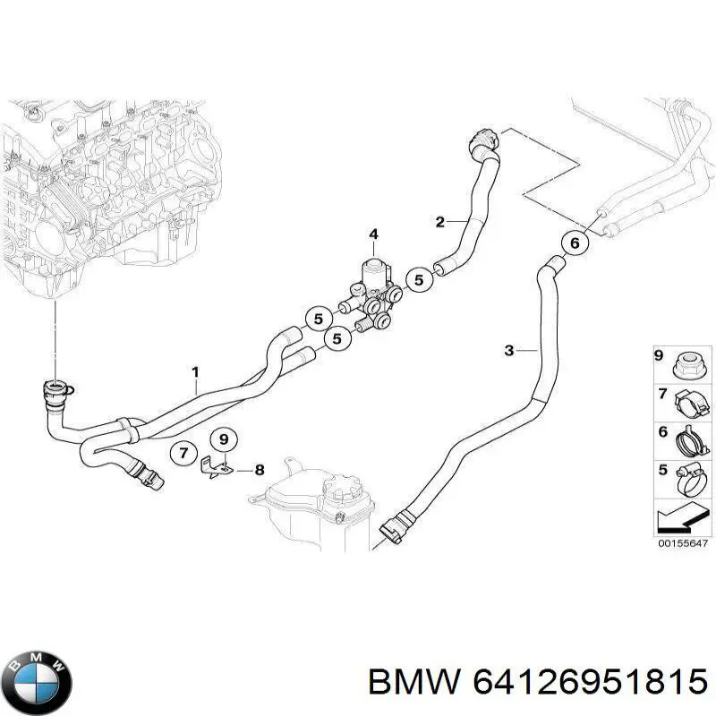 Купить 64126951815 BMW Кран печки