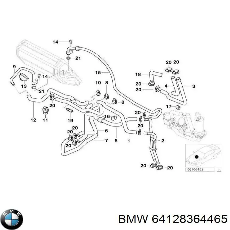 64128364465 BMW шланг радиатора отопителя (печки, обратка)
