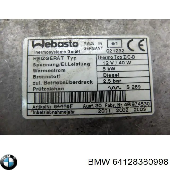 Отопитель автономный BMW 64128380998