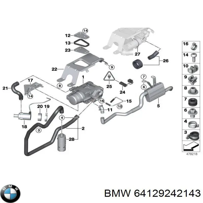 64129242143 BMW Отопительная установка