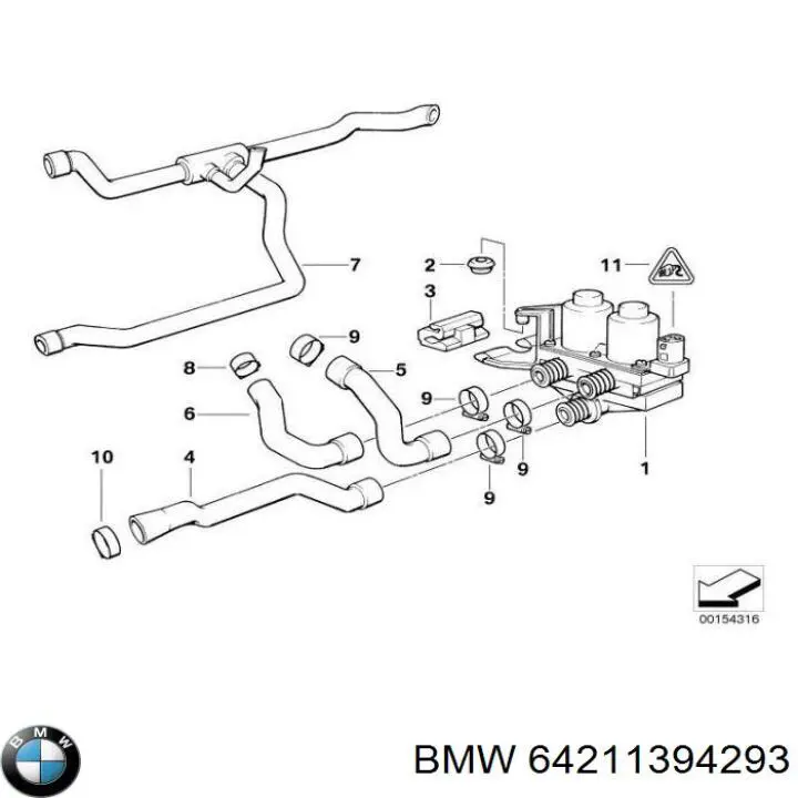 64211394293 BMW шланг (патрубок системы охлаждения)