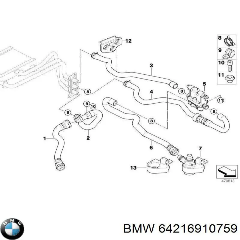 64216910759 BMW Патрубок радиатора охлаждения нижний