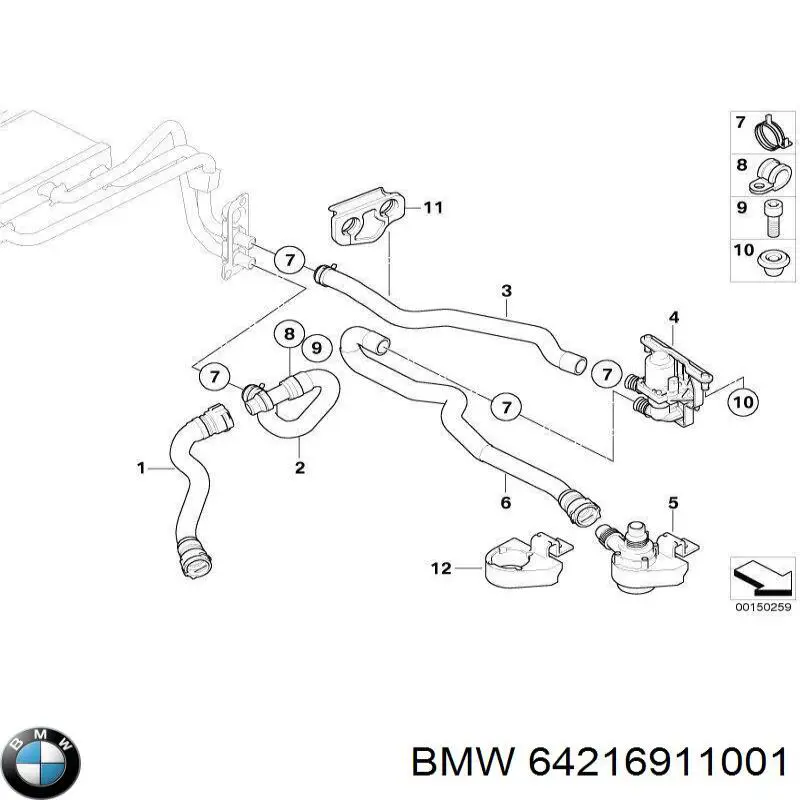 Шланг радиатора охлаждения BMW 64216911001 цена, от 10.14 USD