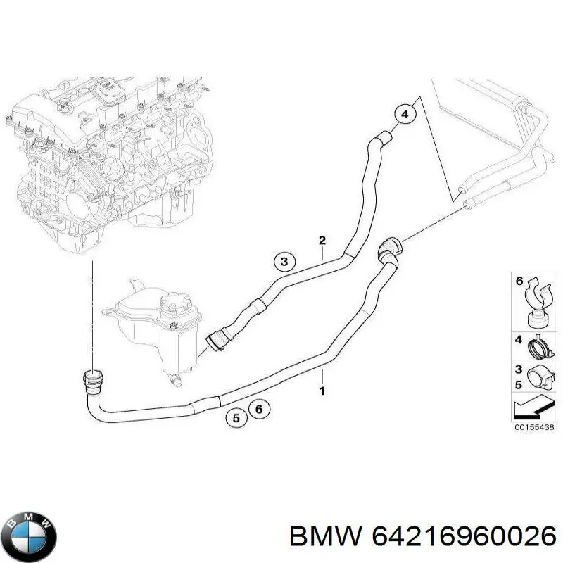 Патрубок системи охолодження 64216960026 BMW