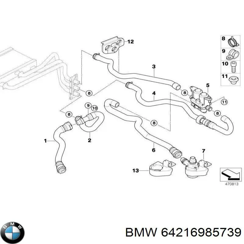 Купить 64216985739 BMW Трубопроводы и шланги системы охлаждения