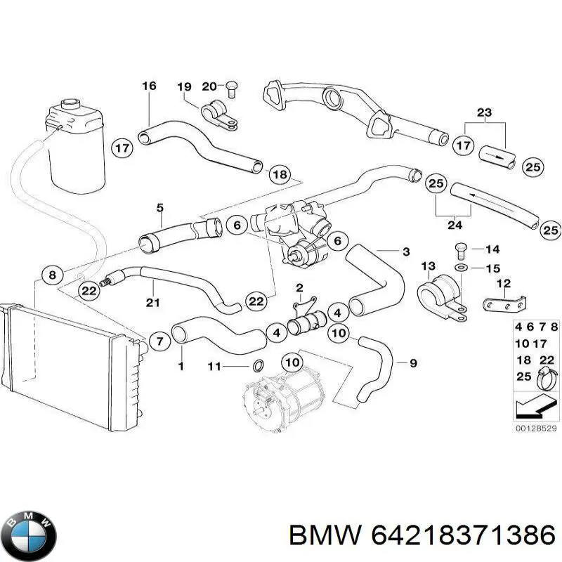 64218371386 BMW mangueira (cano derivado do sistema de esfriamento)