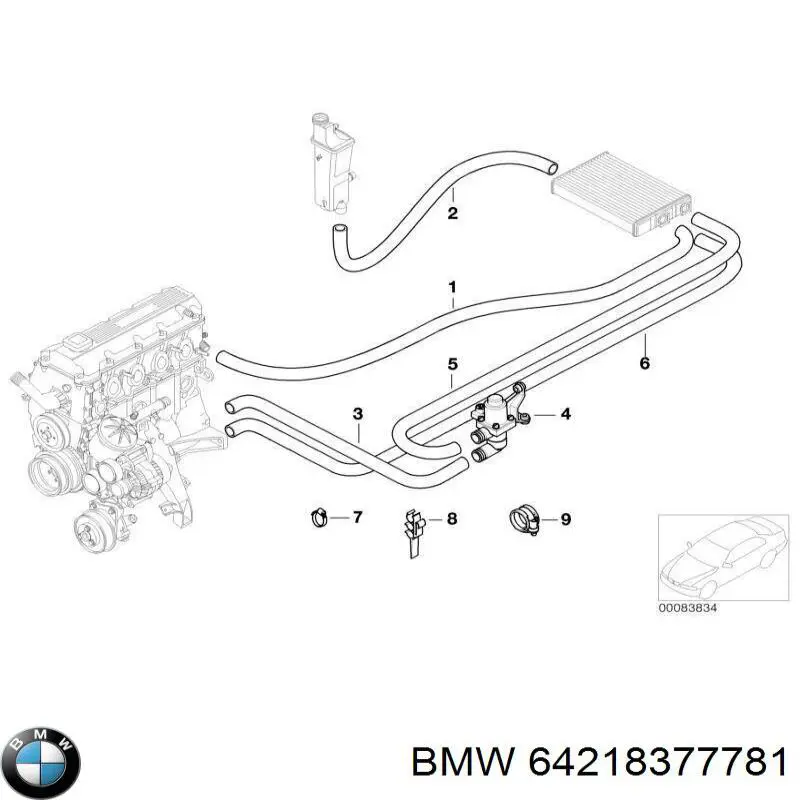 64218377781 BMW mangueira do radiador de aquecedor (de forno, fornecimento)