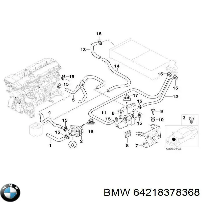 64218378368 BMW шланг (патрубок системы охлаждения)