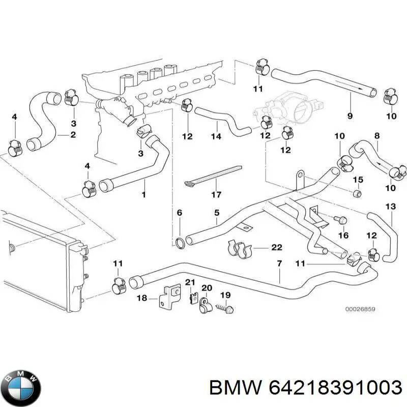 64218391003 BMW шланг (патрубок системы охлаждения)