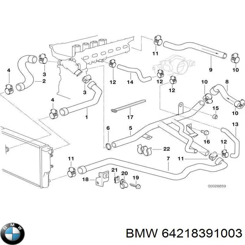 Патрубок системи охолодження 64218391003 BMW