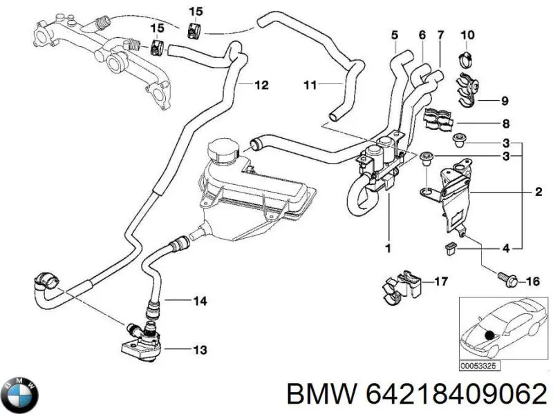 64218409062 BMW mangueira (cano derivado do sistema de esfriamento)