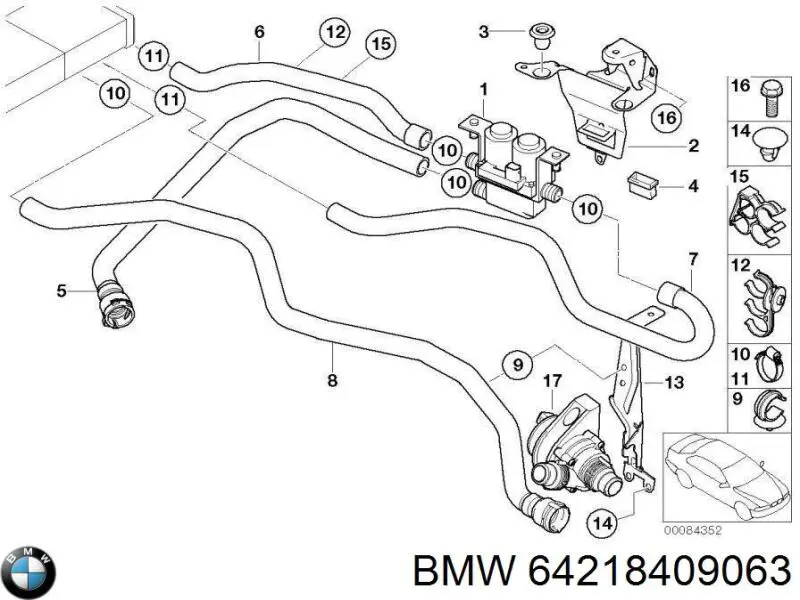 Патрубок радиатора печки 64218409063 BMW