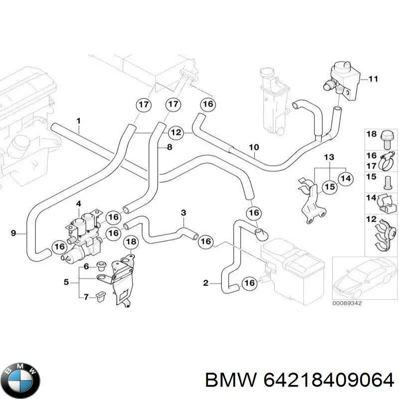 Патрубок системи охолодження 64218409064 BMW