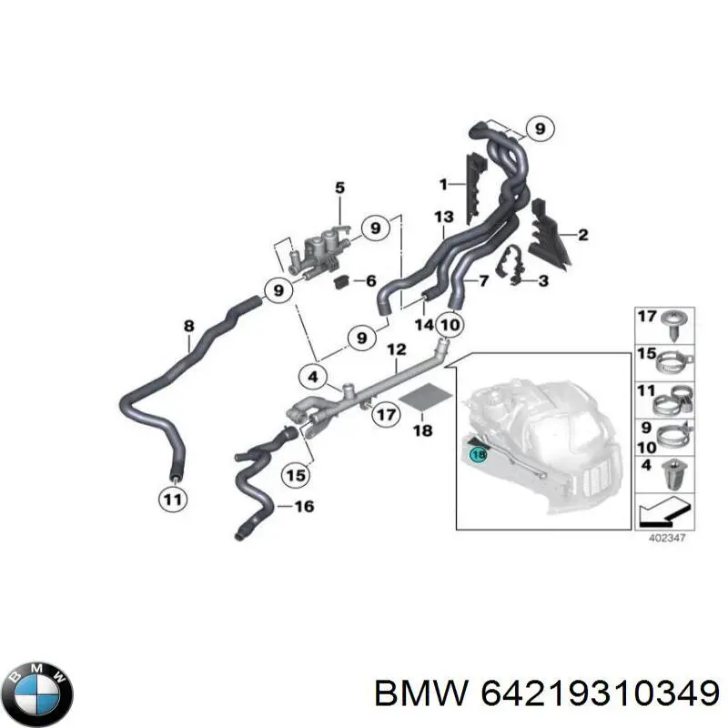 64219310349 BMW Válvula de forno (de aquecedor)