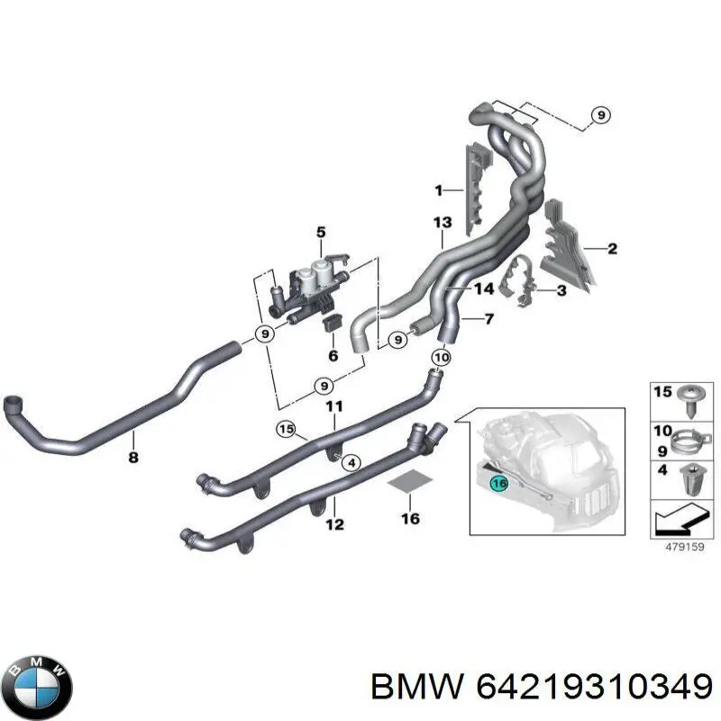 64219310349 BMW Válvula de forno (de aquecedor)