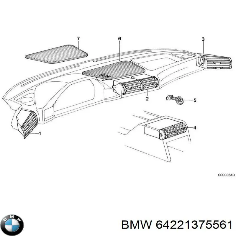 Купить 64221375561 BMW Решетка вентиляции салона в подлокотнике задняя