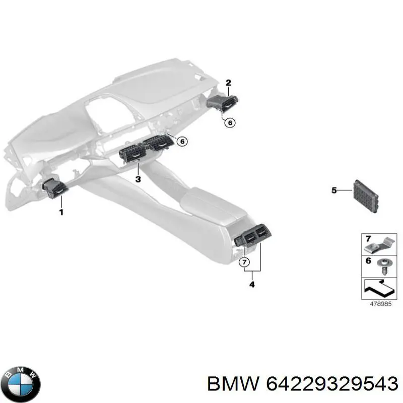 64229329543 BMW Решетка воздуховода левая