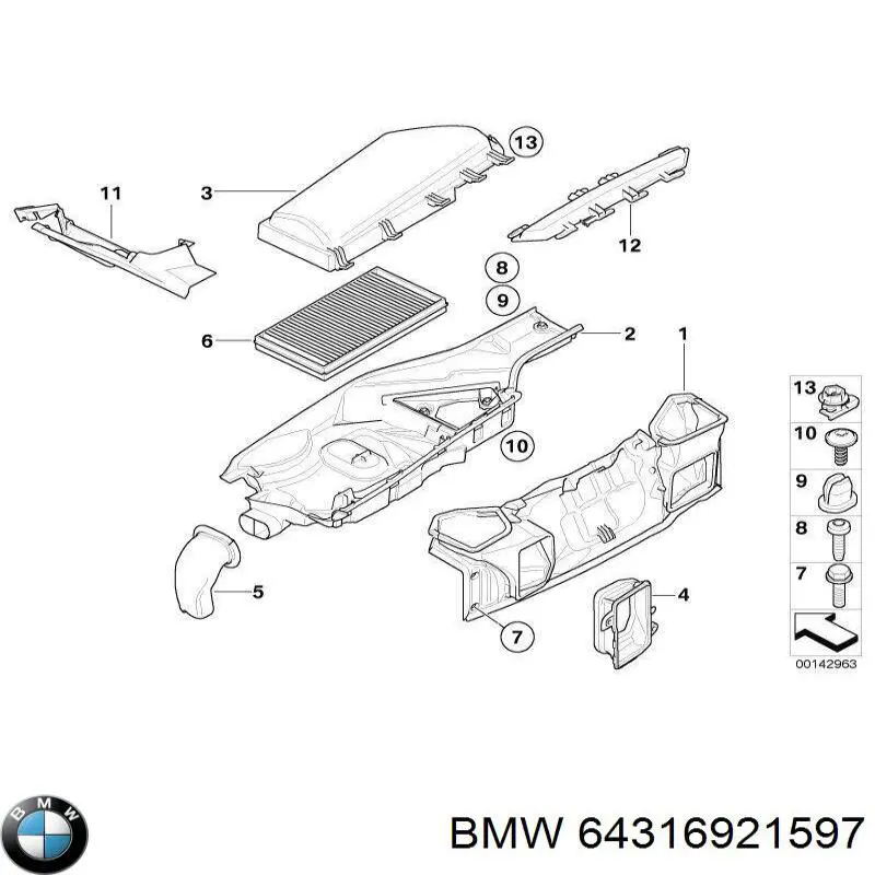 Патрубок воздушный, выход из турбины/компрессора (наддув) 64316921597 BMW