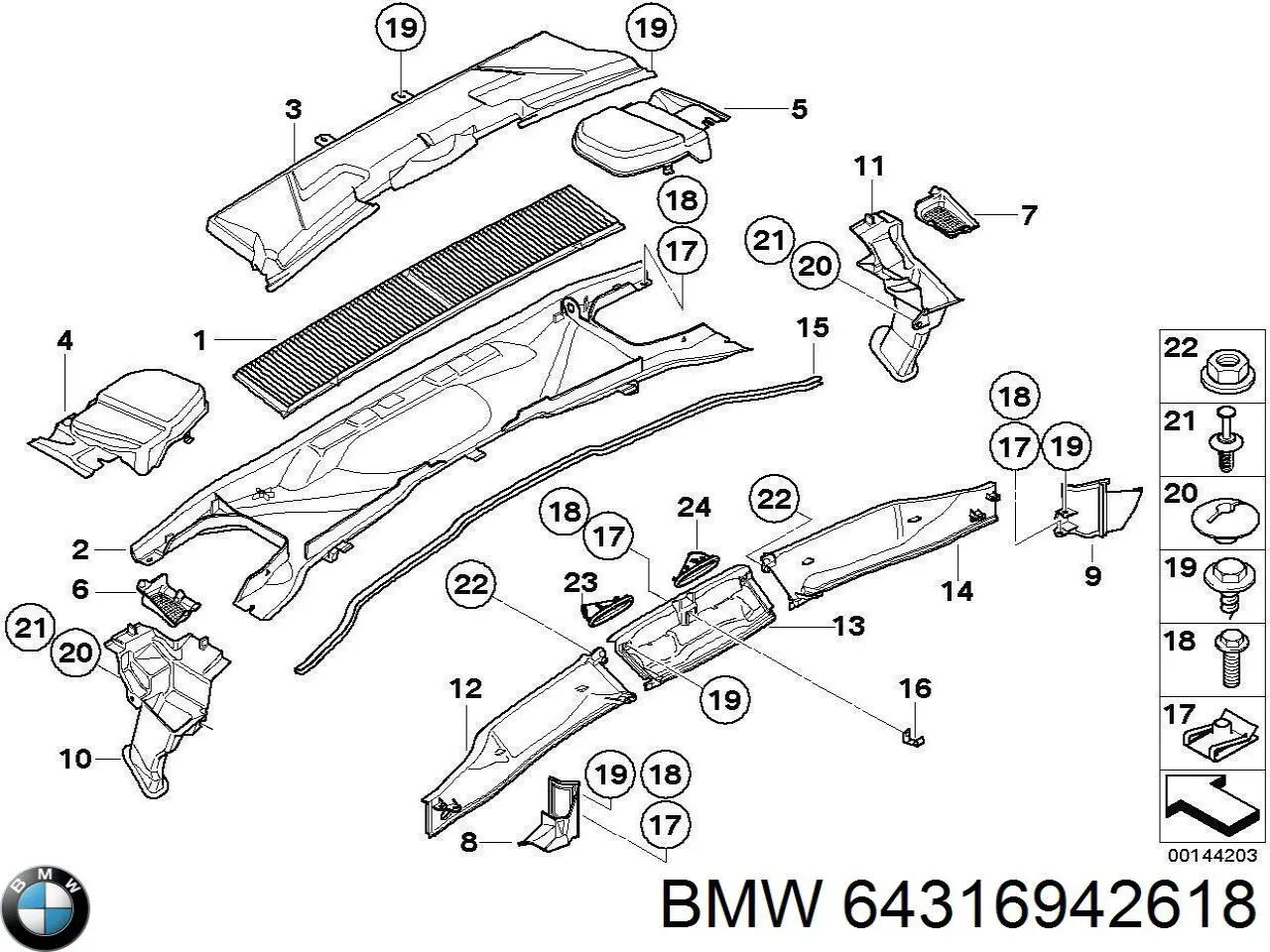 64319267638 BMW решетка водостока лобового стекла левая/правая