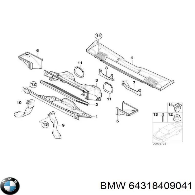 Ограждение, рамка под лобовое стекло BMW 64318409041 цена, от 24.83 USD