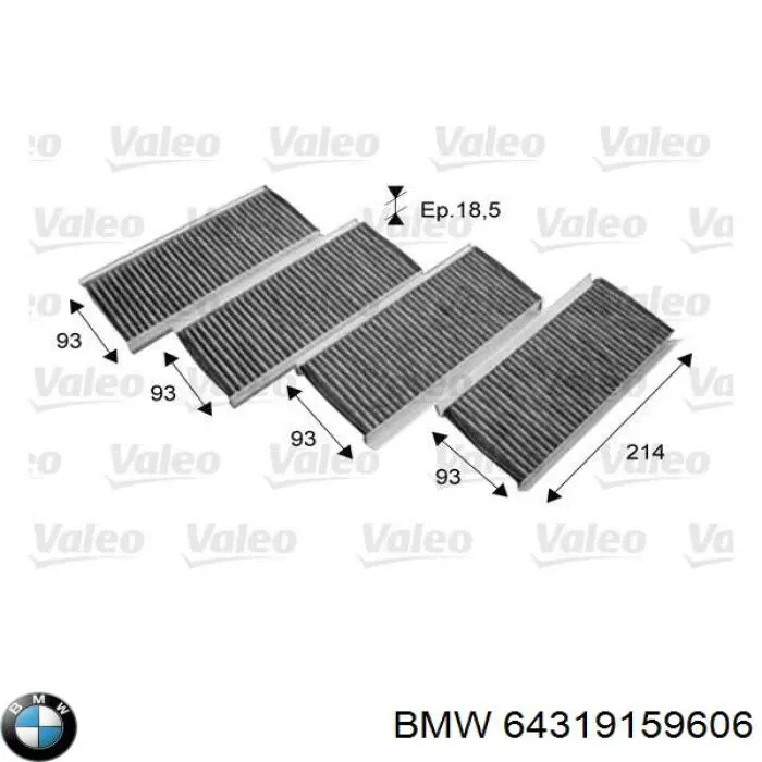 64319159606 BMW Внутрисалонный фильтр