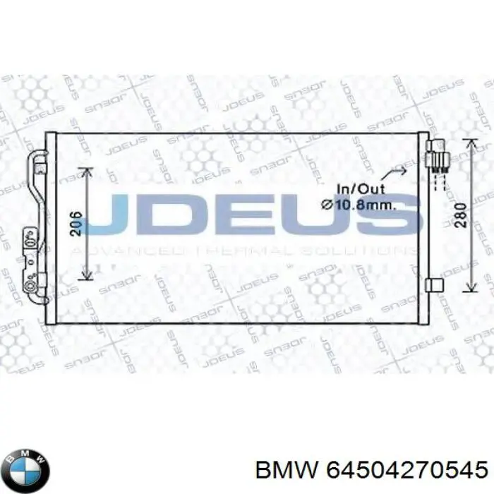 Радиатор кондиционера 64504270545 BMW