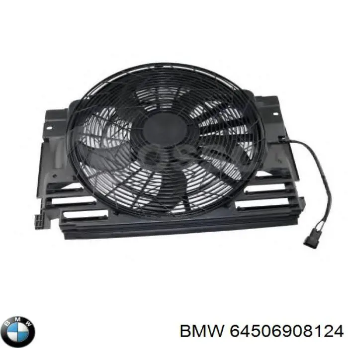 64506908124 BMW диффузор радиатора кондиционера, в сборе с крыльчаткой и мотором