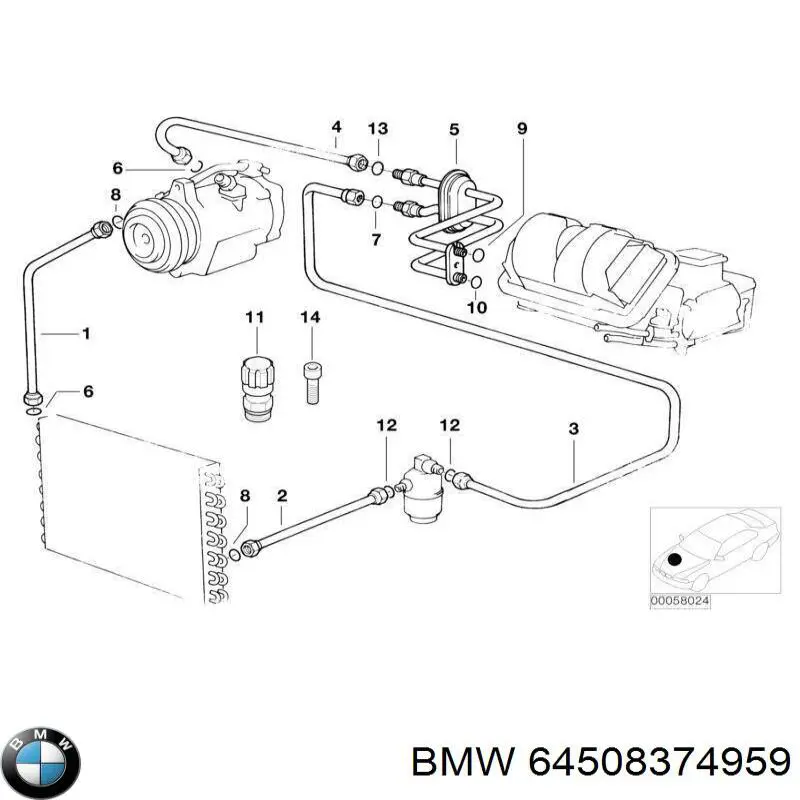64508374959 BMW Прокладка трубки кондиционера