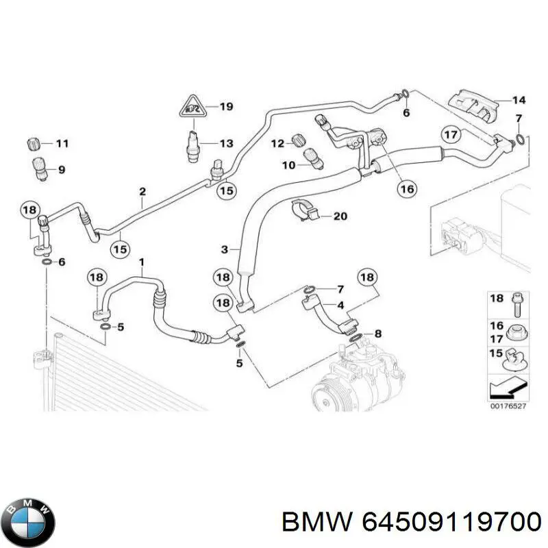 Шланг кондиционера, от компрессора к радиатору 64509119700 BMW