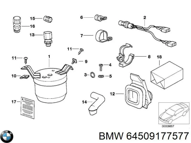 Купить 64509177577 BMW Клапан заправки кондиционера