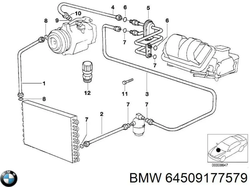 Клапан заправки кондиционера на BMW 5 (E39) купить.