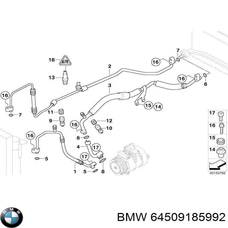 Шланг кондиционера, от компрессора к радиатору 64509185992 BMW