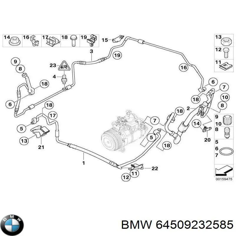 Шланг кондиционера, от испарителя к компрессору 64509232585 BMW