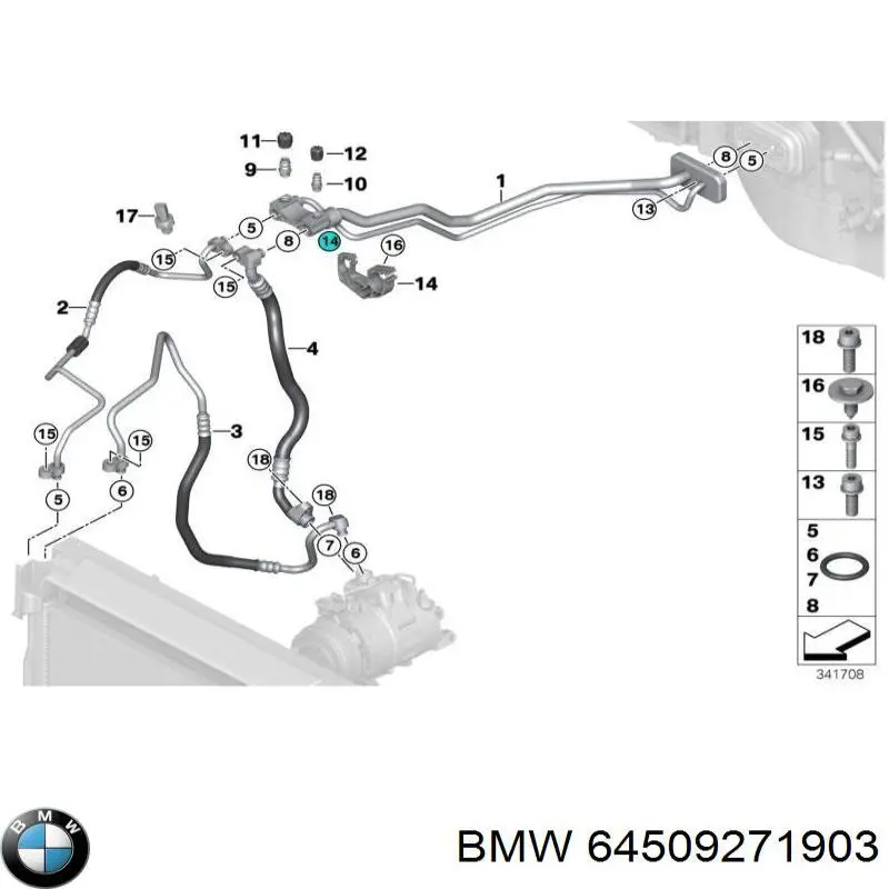 64506833627 BMW Шланг кондиционера, от испарителя к компрессору