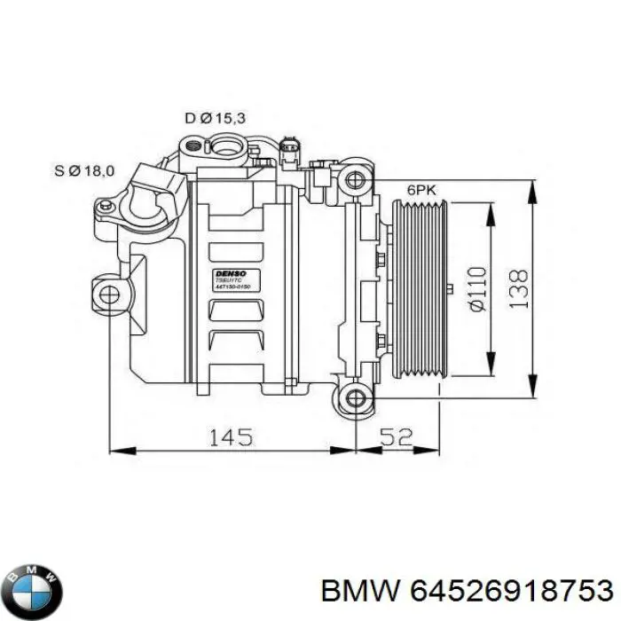 Купить 64526918753 BMW Компрессор климатической установки