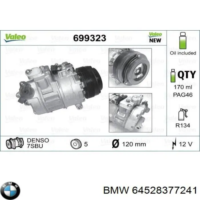 64528377241 BMW compressor de aparelho de ar condicionado