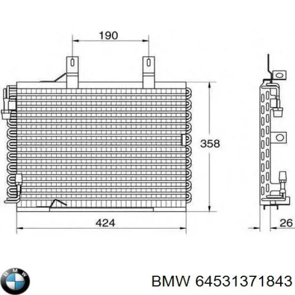 Конденсатор кондиционера BMW 64531371843 цена, от 113.90 USD