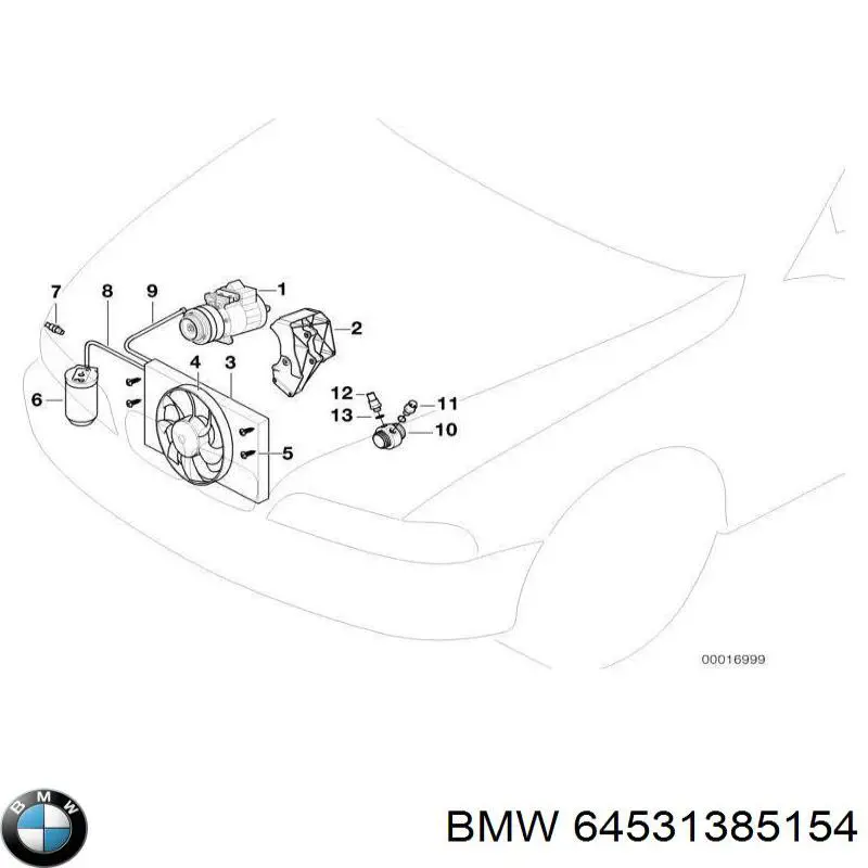 Шланг кондиционера, от компрессора к радиатору 64531385154 BMW