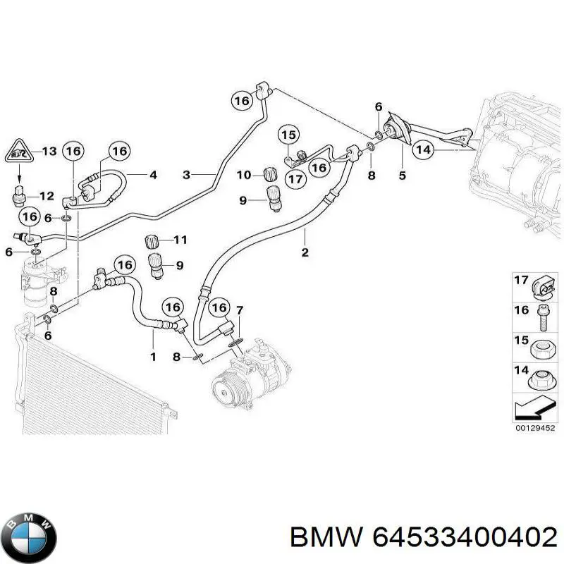 Mangueira de aparelho de ar condicionado, desde o compressor até o radiador para BMW X3 (E83)