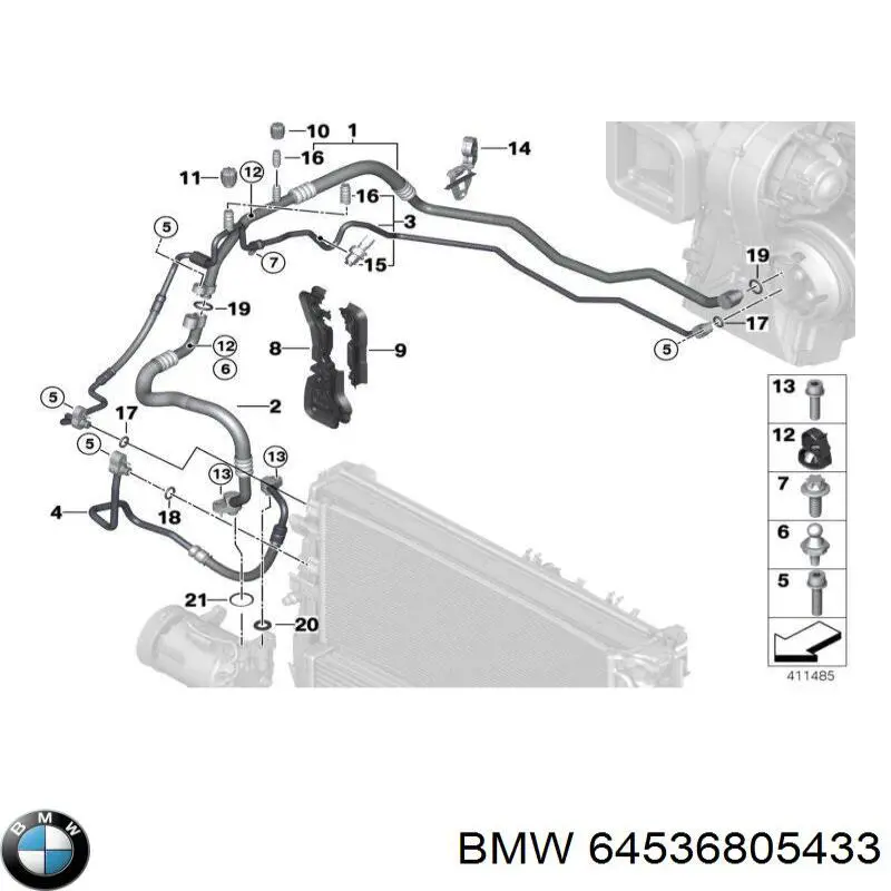 64536805433 BMW Шланг кондиционера, от испарителя к компрессору