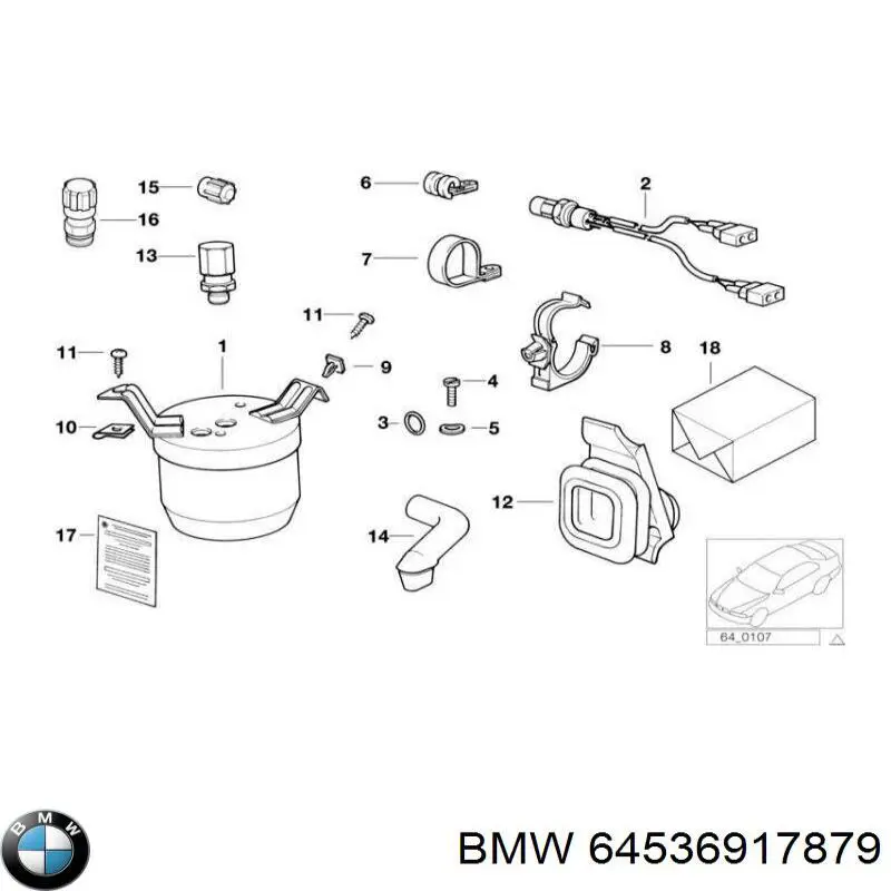 64536917879 BMW шланг кондиционера, от компрессора к радиатору