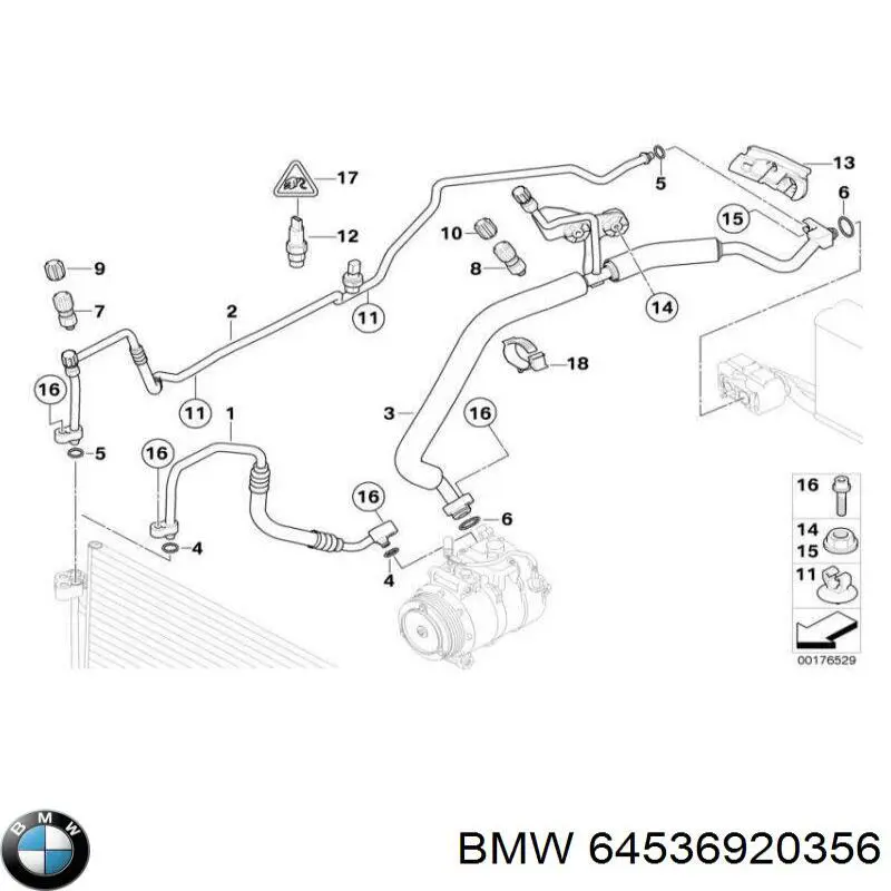 Шланг кондиционера, от компрессора к радиатору BMW 64536920356 цена, от 19.00 USD