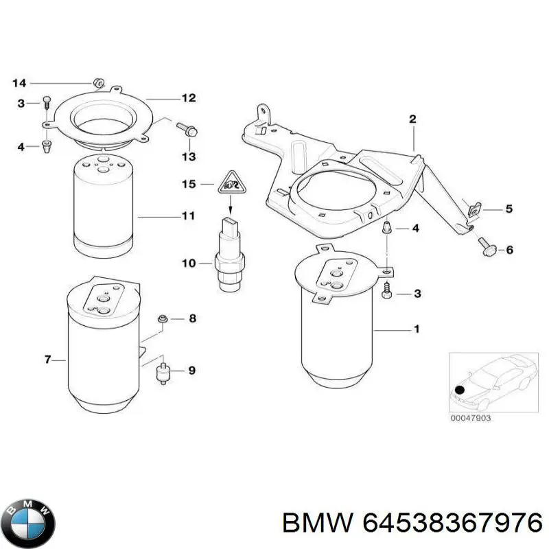 Купить 64538367976 BMW Шланг кондиционера, от радиатора к осушителю