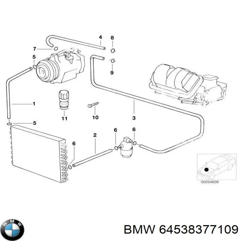 Шланг кондиционера, от испарителя к компрессору 64538377109 BMW