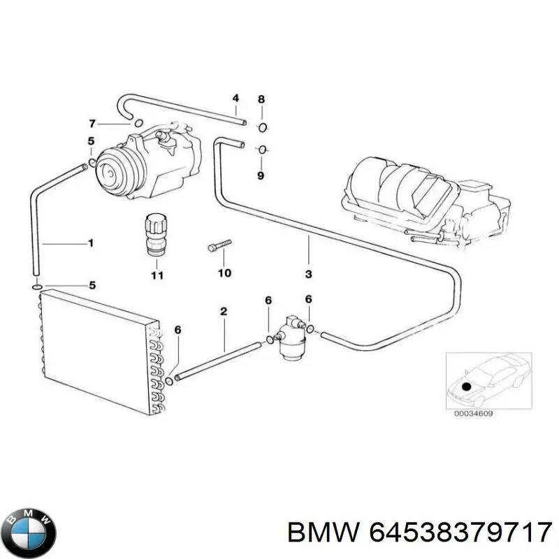 Шланг кондиционера, от компрессора к радиатору BMW 64538379717 цена, от 9.88 USD