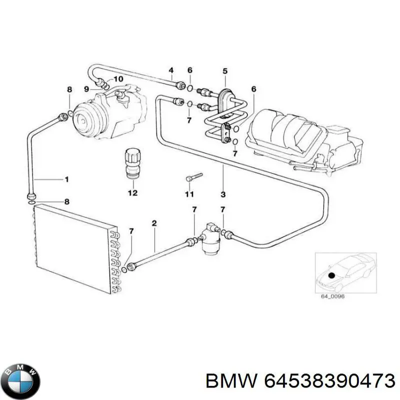 Купить 64538390473 BMW Шланг кондиционера, от радиатора к осушителю