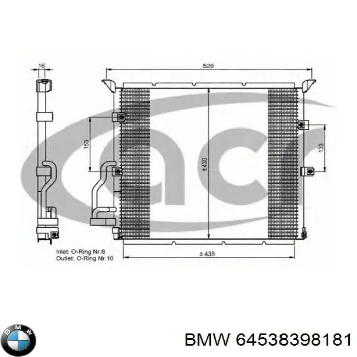 64538398181 BMW радиатор кондиционера