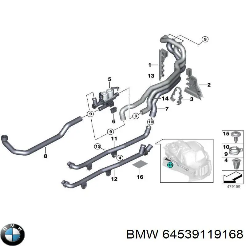 Шланг радиатора отопителя (печки), подача на BMW 7 (F01, F02, F03, F04) купить.